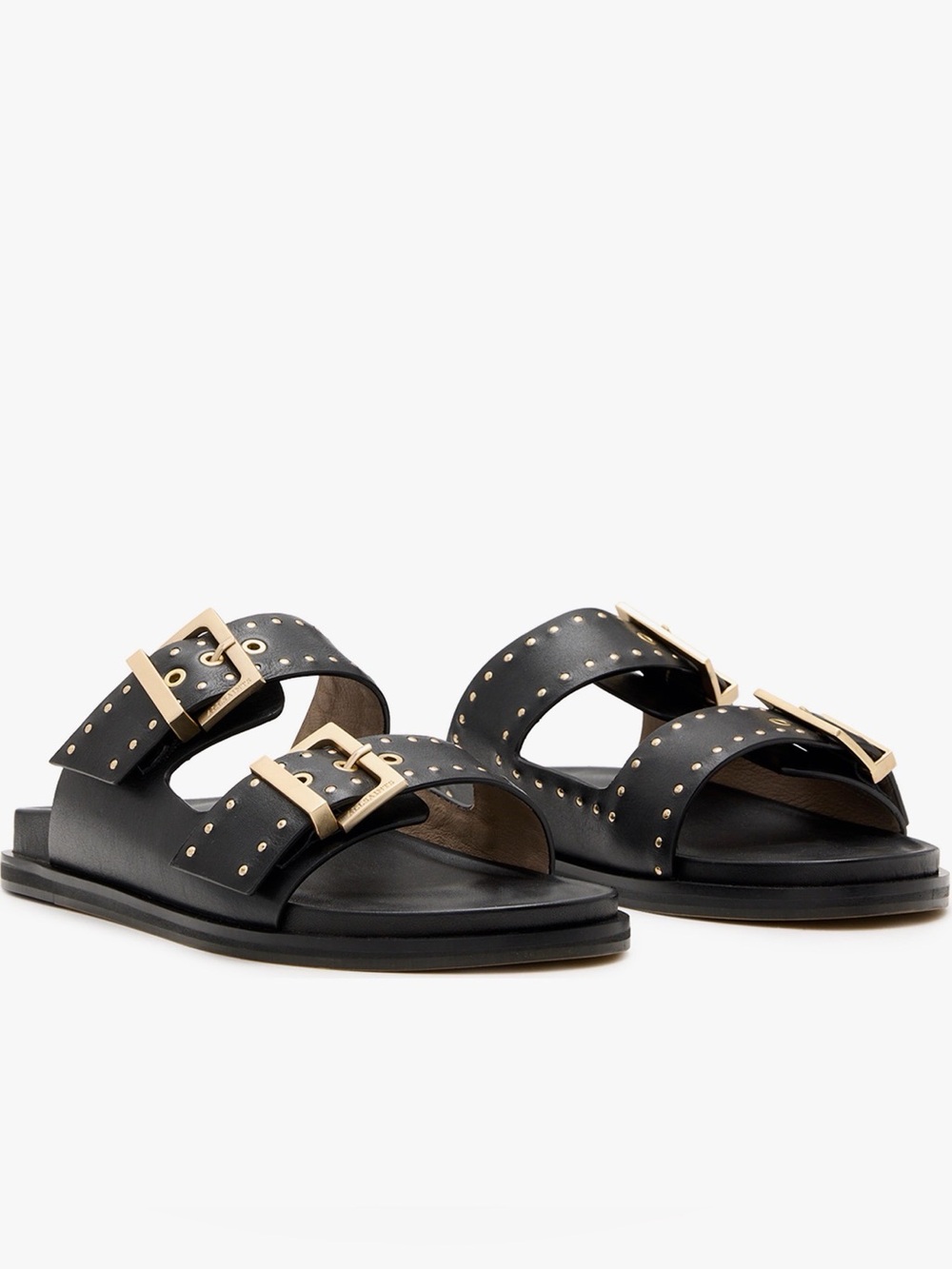 AllSaints Magda Studded Leather Sandals in Black